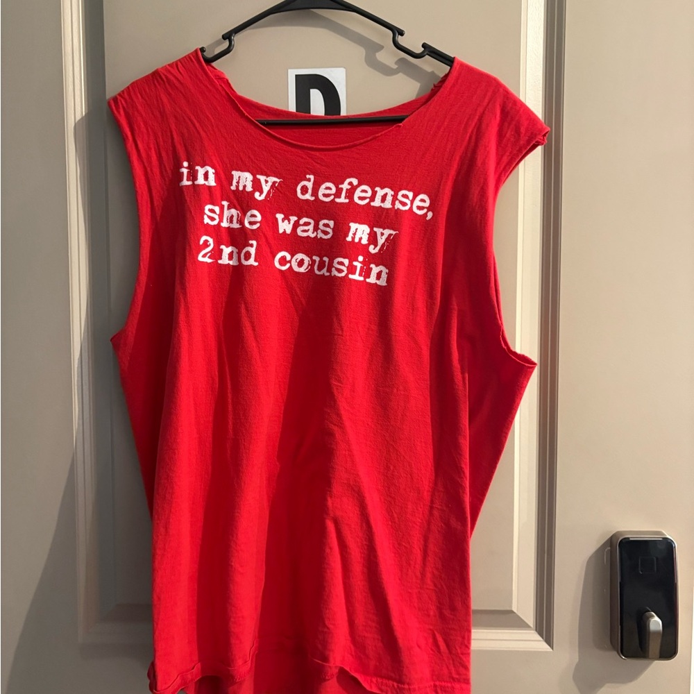 Red Sleeveless Graphic Top